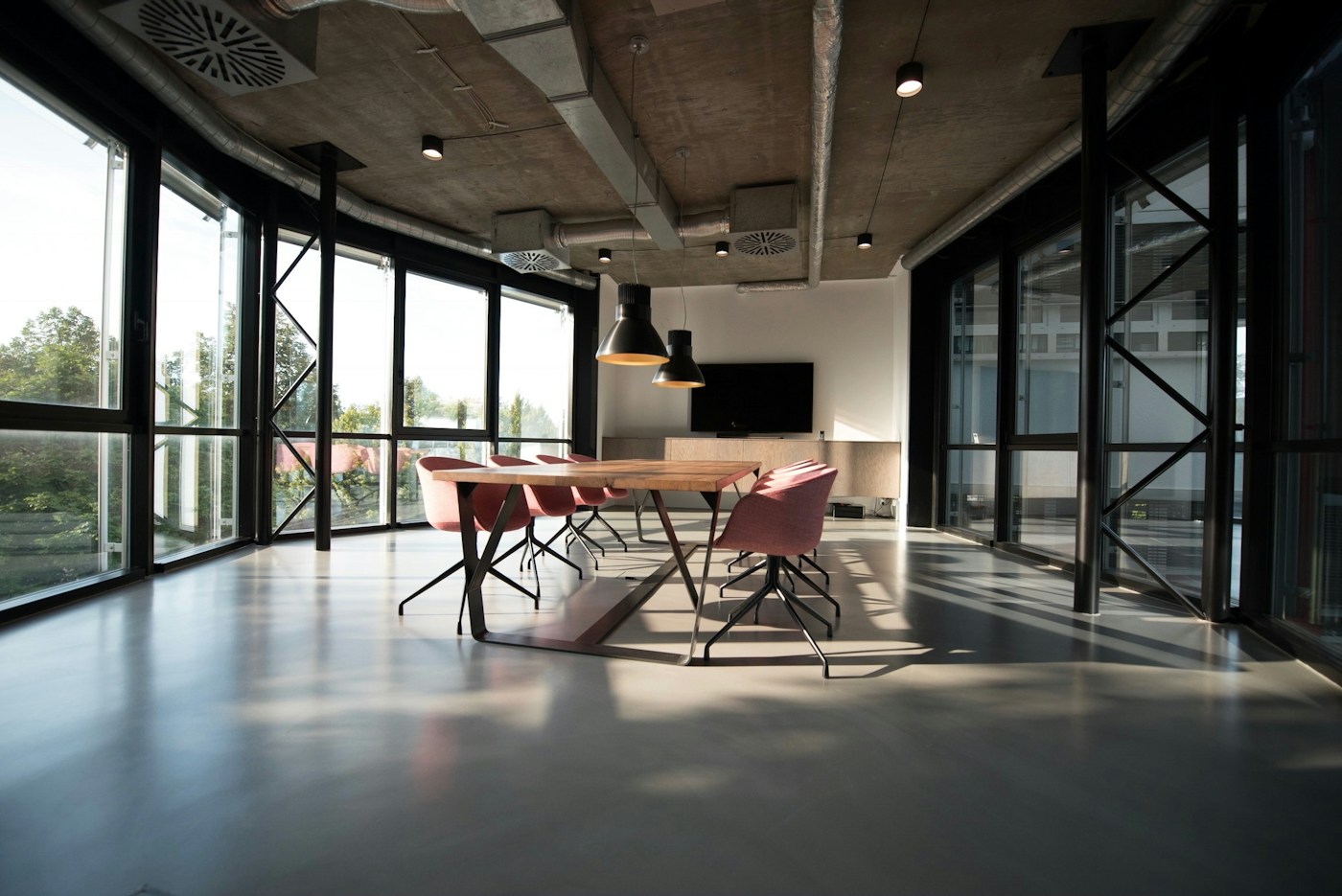 Sunlit modern workspace