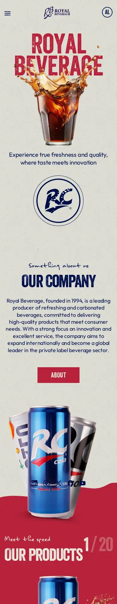Royal Beverage mobile website